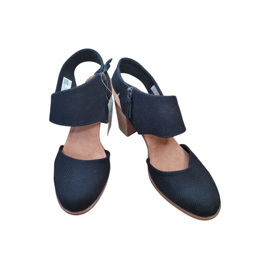 Toms Majorca Black Basket Weave Closed Toe Heel Sandal US 11